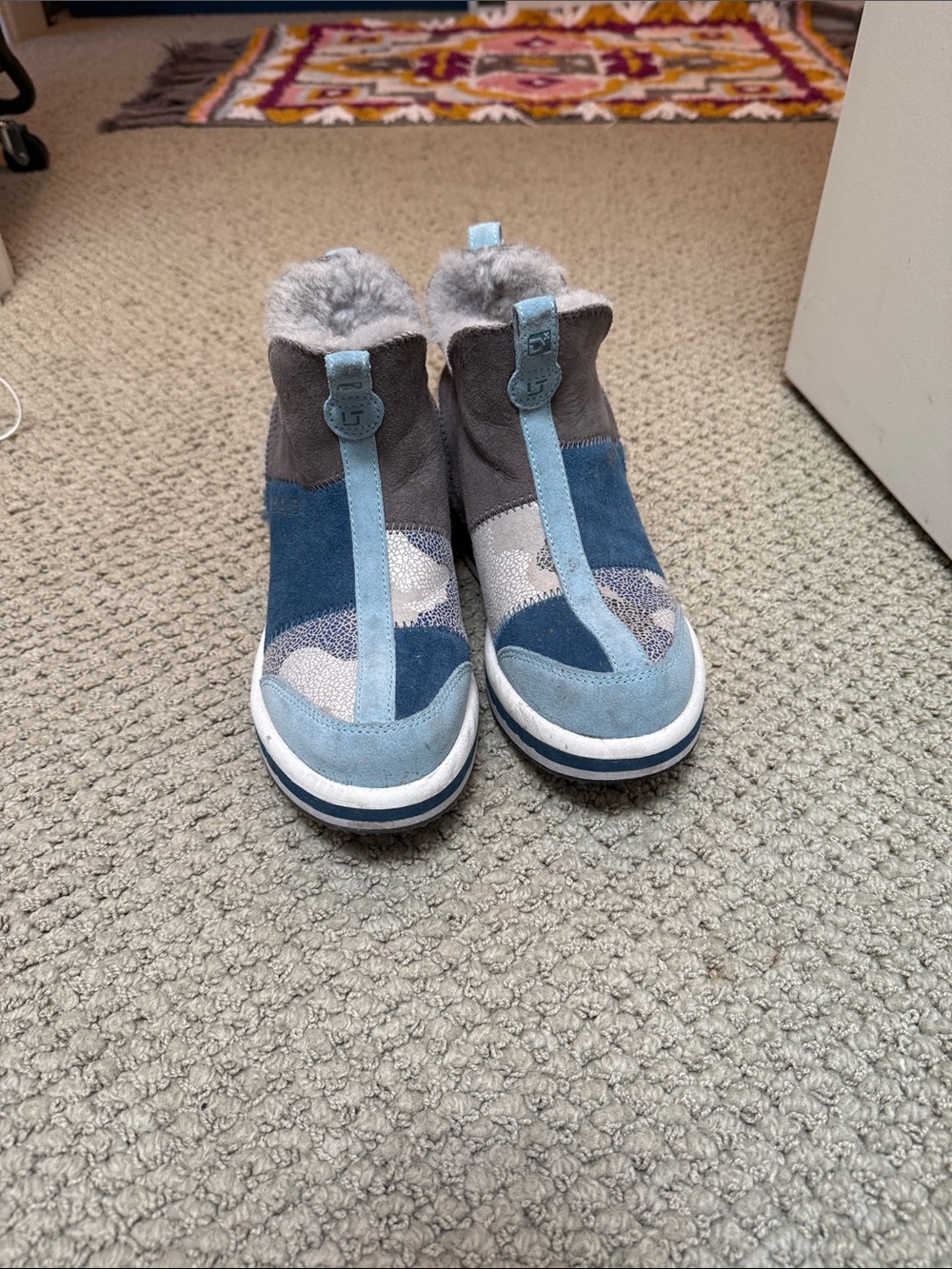 Decker x labs Blue and Gray Winter Boots - Cozy Fleece Lined